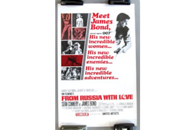 FROM RUSSIA WITH LOVE ROLLED 25X39 UNUSED MOVIE POSTER JAMES BOND SEAN CONNERY