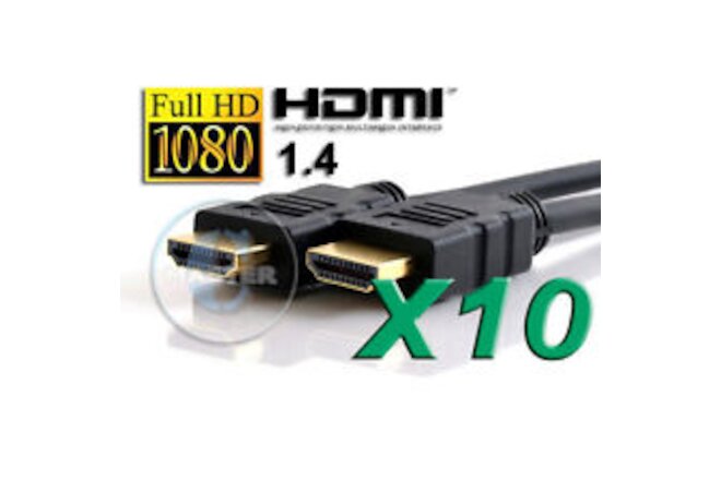 10pcs HD LED TV GOLD PLATED AV HDMI CABLE DVD XBOX PS3 PS4 VIDEO GAME PLAYER 6FT