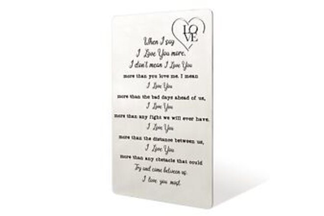 I Love You More Meatl Engraved Wallet Insert Cards, I Love You Most Gifts for...
