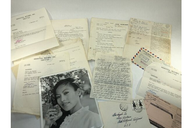 Sumi Haru Asian Actress Ephemera Lot Krakatoa Contract 1967 Signed Letter Photo