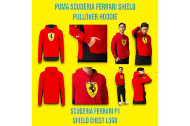 Scuderia Ferrari Pullover Hoodie Puma F1 Scudetto Shield Logo Men's Size Medium