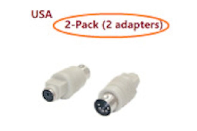 PTC 2pcs Keyboard Adapter PS2 6pin Female to AT 5pin DIN Male Adaptor Cable/Cord