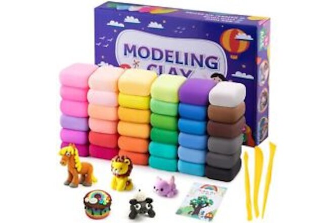 Air Dry Clay, 36 Colors Modeling Clay Kit with 3 Sculpting Tools, Magic Foam ...
