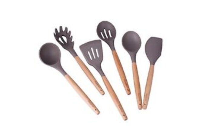 Silicone Cooking Utensils, 6 Pieces Nonstick Kitchen Tool Set with Gray