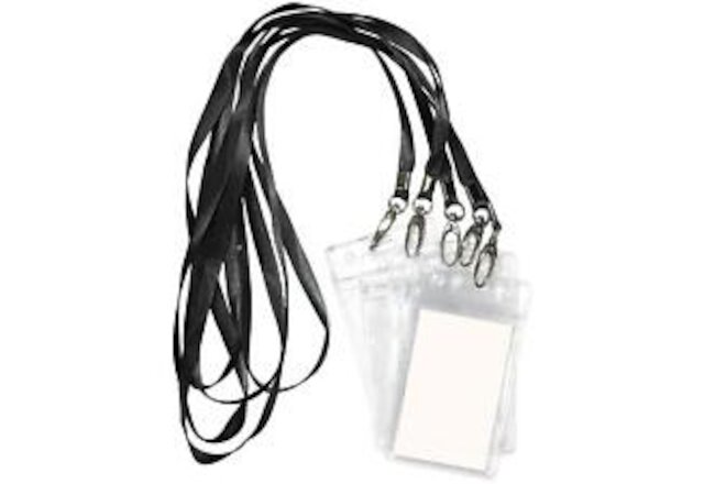Lanyard with ID Holder 50 Pcs Waterproof Name Tag Vertical Badge ID Card Hold...
