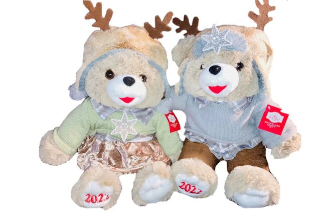 ￼🦌 ¡ HOT ! 2022 WALMART CHRISTMAS Snowflake 20” TEDDY BEAR BOY & GIRL Reindeer