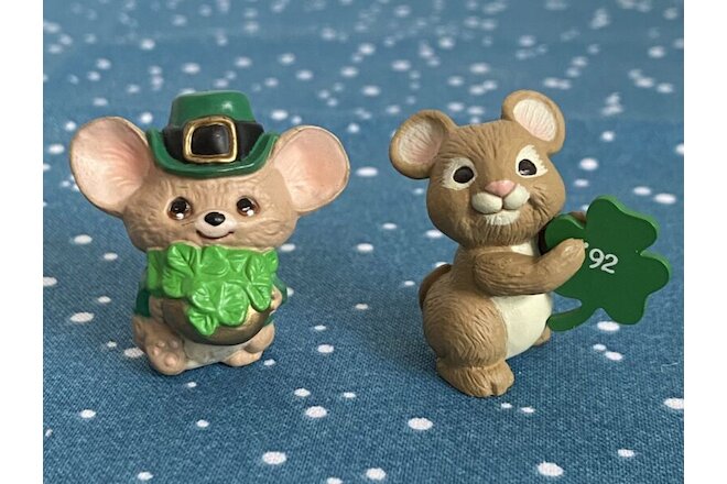 Vintage Hallmark Merry Miniature, St. Patrick's Day, 1987 Mouse & 1992 Mouse