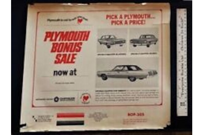 NOS 1967 VINTAGE PLYMOUTH Dealership newspaper ad slick Barracuda Satellite Fury