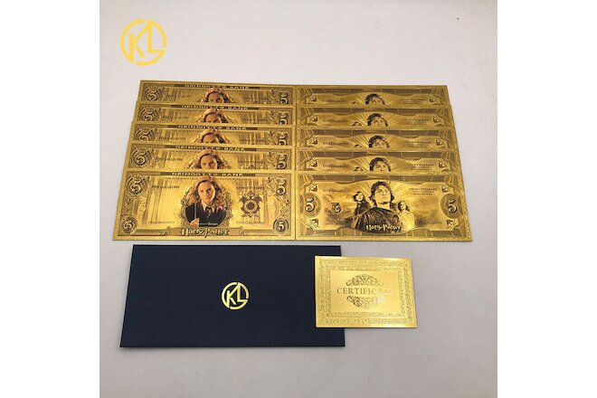 10pcs/set Harry Potter Hermione Collection Gold Banknotes For Fans Gift