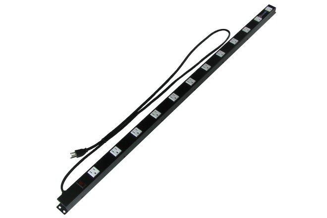 6 pieces of 48" 12 Outlet Metal Power Strip Surge Protected Lighted Power Switch