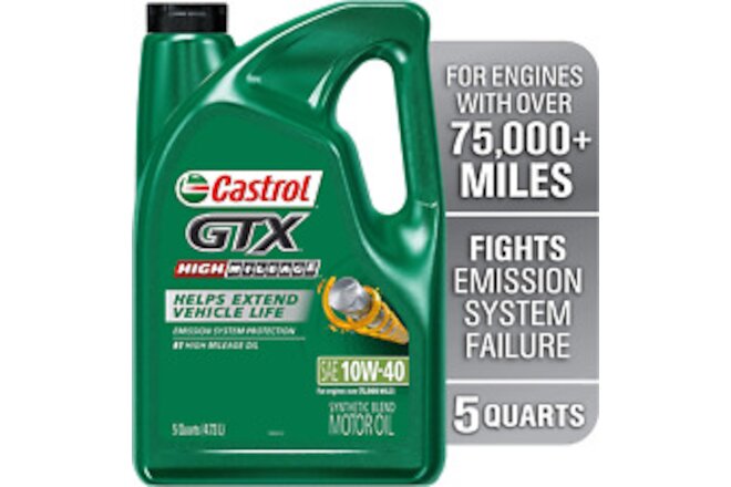 GTX High Mileage 10W-40 Synthetic Blend Motor Oil, 5 Quarts