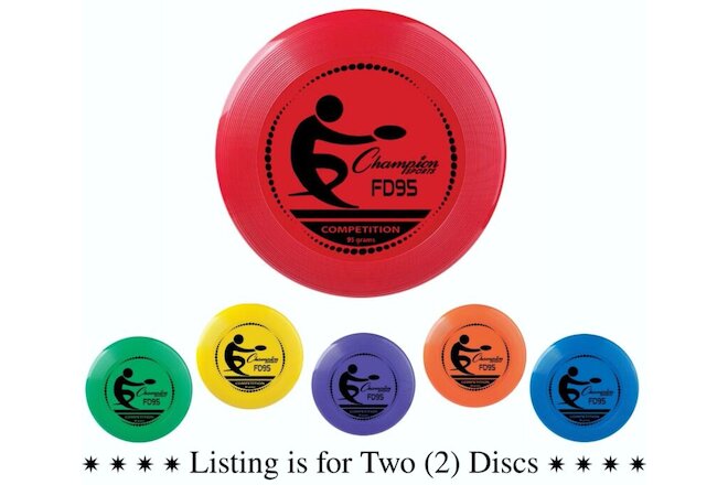 Champion Sports 95 Gram Competition Plastic Frisbee, Assorted Colors (Pack of 2)