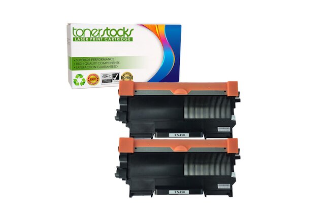 2pk Toner Cartridge High Yield For Brother TN450 MFC-7860DW FAX-2840