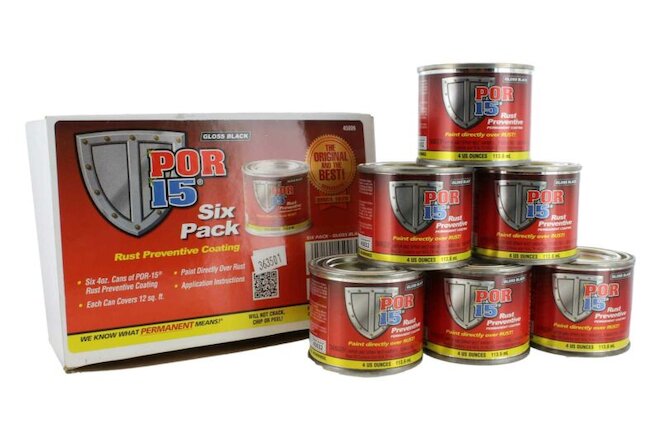 POR-15 45006 4oz Cans Gloss Black Rust Preventative Paint (6 pack of 45032)