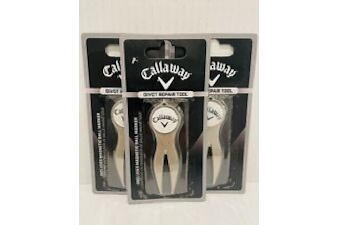 Callaway Divot Repair Tool, 3 Pack, Includes Magnetic Ball Marker, New.