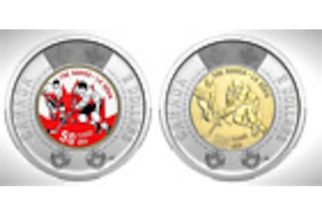 Set of 2022 Canada Hockey Summit Col & N-Col Two Dollar Toonie Coins Mint UNC $2