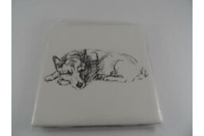 Husky Like Tile Trivet Ceramic Porcelain 4.25"x 4.25" NEW with Stand