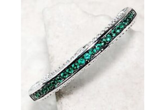 1CT Natural Emerald 925 Solid Sterling Silver Ring Jewelry Sz 7 MB1