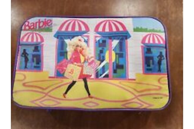 1989 Vintage Barbie Tea Set 12 pieces With Box, Suit Case, And Picture Frame Lot