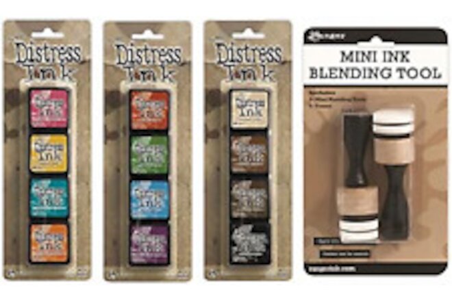 Distress Mini Ink Pad Kits 1, 2, 3 and Mini Ink Blending Tool Bundle