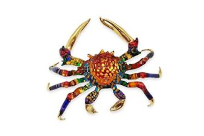 6" Long Multicolor Crab Blown Glass Figurine Animal Crystal Miniature Aquariu...