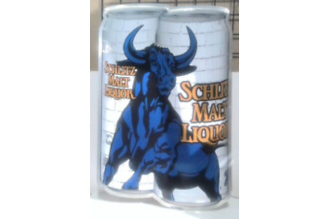 SUPER RARE Schlitz Malt Liquor Blue Bull Metal Advertising Sign Beer Cans NN18