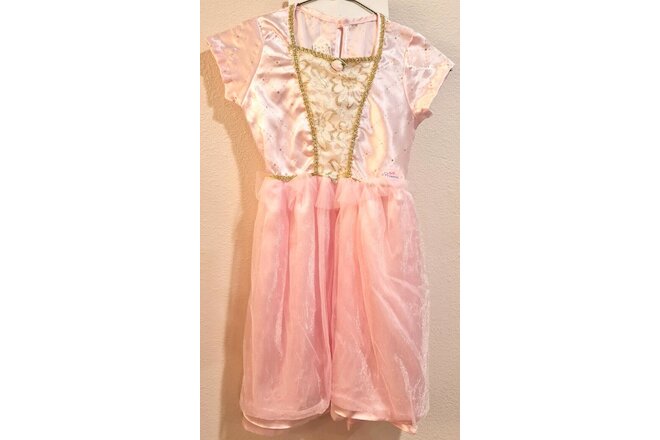 3PCS RUBIE'S GIRLS SZ 4-6X BARBIE PRINCESS&PAUPER DRESS COSTUME +TIARA ++ ~ EUC