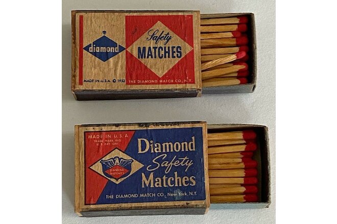 Vintage Diamond Red Top Safety Matches Box. Diamond Match Co, New York 2 boxes