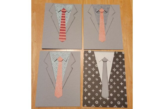 Lot of 4 assorted Suit and Tie Birthday cards Made w/Stampin' Up! supplies