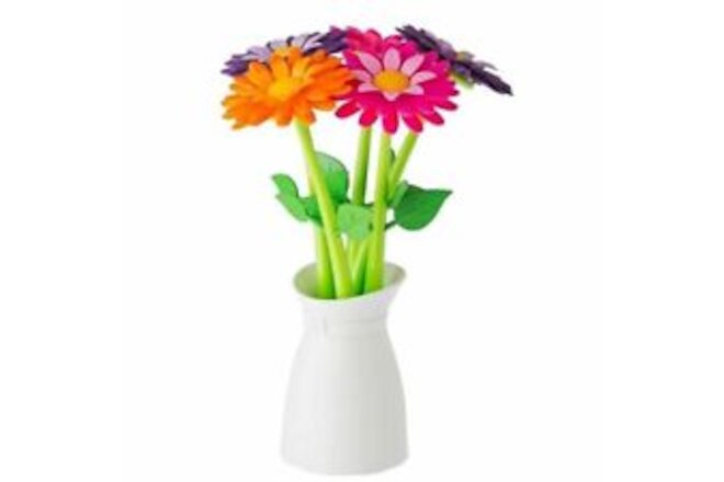 Flower Shop Pen Set with Vase, Set of 5 Colorful and Decorative Flower-shaped...