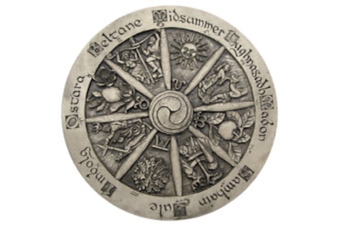 Large Wheel of the Year Plaque - Stone Finish - Wicca Pagan Sabbats Wall Decor