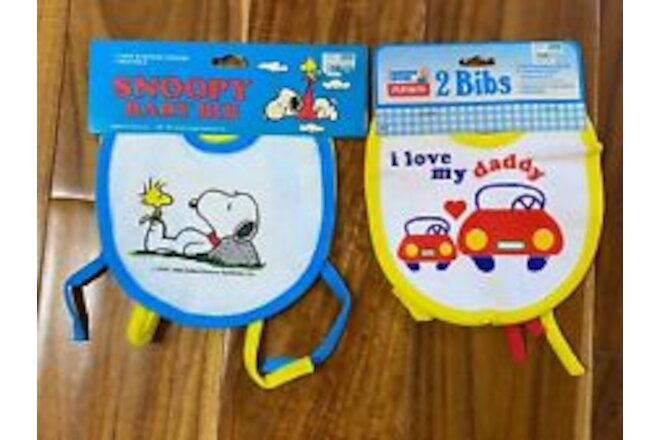 NEW Vintage SNOOPY  BABY BIBS Set MOM and Dad