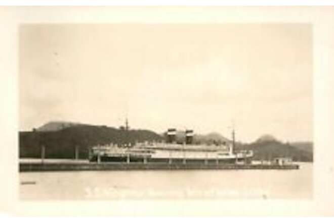 Vintage S.S. Virginia Leaving Miraflores Locks Panama Canal Zone RPPC 1930s