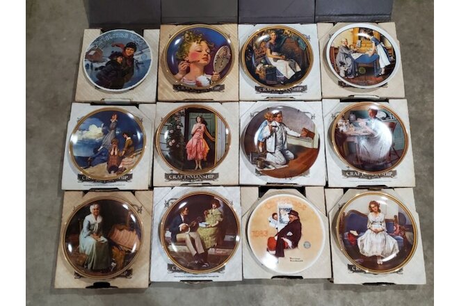 12- Norman Rockwell Bradford Exchange Knowles Collector Plates W/boxes & COA's