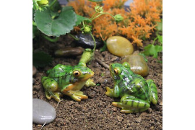 Frog Figurines Portable Handmade Fish Tank Resin Frog Sculpture Green