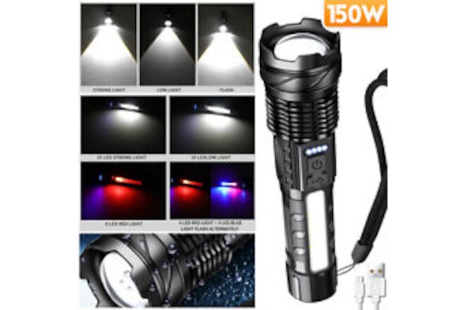 Rechargeable 990000LM LED Flashlight Tactical Super Bright Torch Zoomable USA