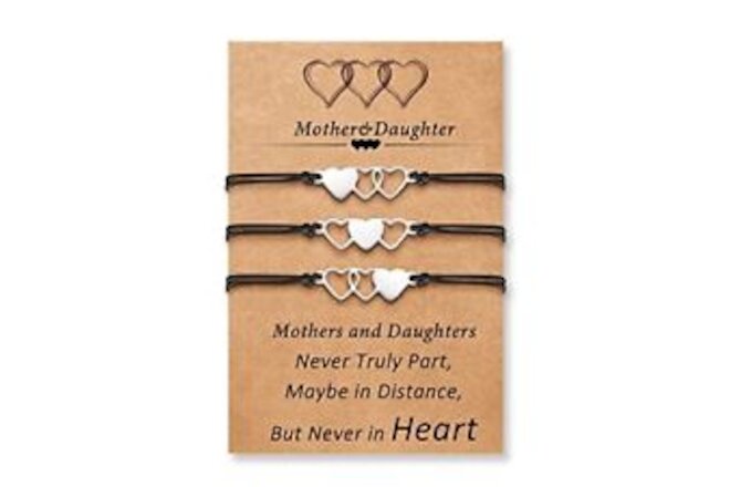 Mother Daughter Bracelets Set for 2,3,4,5,6 Easter Gifts for Girls 3-Heart