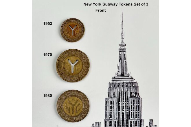 1953, 1970 & 1980 Vintage New York Subway Transit Tokens, Set of 3