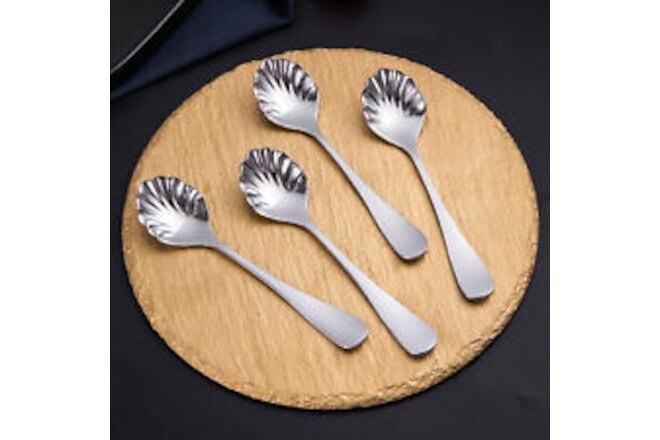 Fruit Spoon Lightweight Shell Shape Stainless Steel Stirring Spoon Solid Color