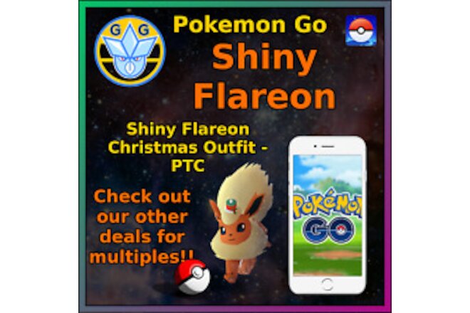 Shiny Flareon - Christmas Outfit - Pokémon GO - Pokemon Mini P T C - 50-100k!