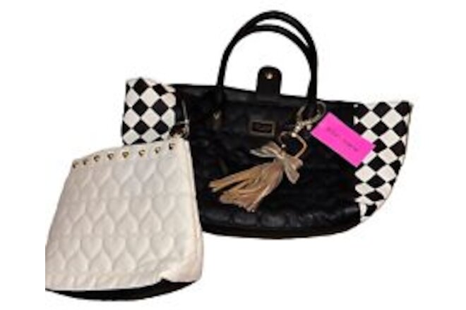 Betsey Johnson Tote with extra bag and key chain, NEW with tags