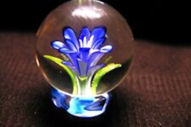 TJ art glass borosilicate blue Flower implosion marble