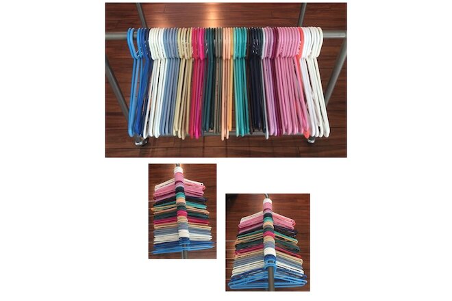 75 Plastic Tubular Hangers Multi-Color Adult Standard Size 16.5” Lot of 75