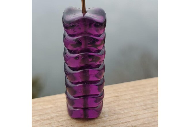 Translucent Purple Amethyst Purple Wavy Rondelle Vintage Glass Beads DIY Jewelry