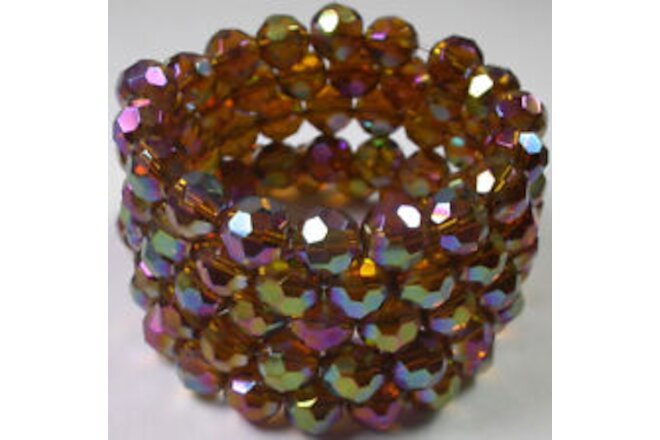 Amber Color Crystal Wrap Around Memory Wire Bracelet Handcrafted
