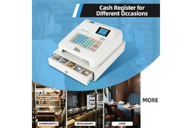 48Key Desktop Electronic Cash Register POS Casher Digital LED Display w/ Drawer