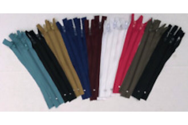 Nylon #3 Zippers 7" pack of 25 Bulk for Sewing Crafts Assorted Colors