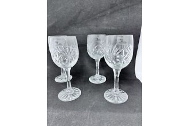 Noble Excellence Poland Crystal Wine Glasses 6 3/4” High Set Of 4 Inv#23