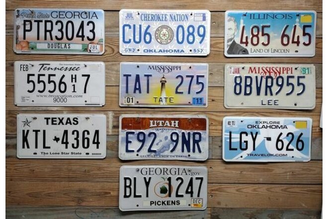 Variety of 10 expired 2013 Mixed State craft condition License Plate ~PTR3043