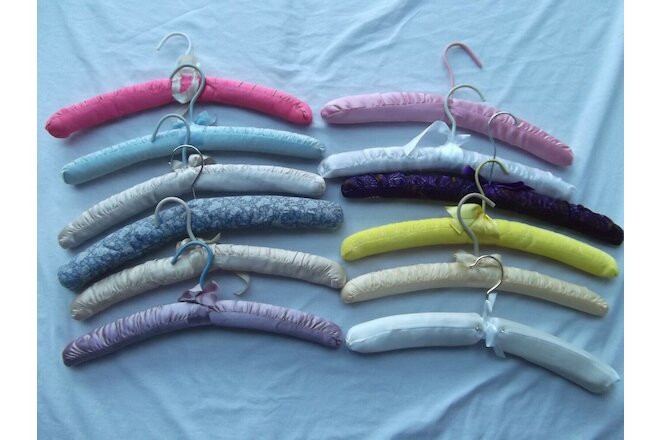 vtg lot 12 padded clothes hangers fabric bow lingerie